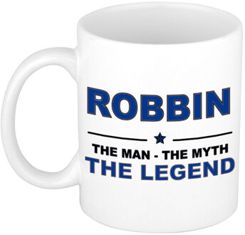 Bellatio Decorations Robbin The man, The myth the legend collega kado mokken/bekers 300 ml Donkerblauw