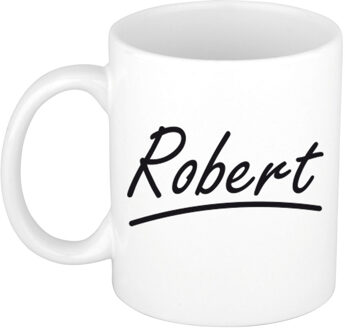 Bellatio Decorations Robert Naam koffiemok - beker - met sierlijke letters - wit - 300 ml - Cadeau - Heren