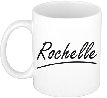 Bellatio Decorations Rochelle Naam koffiemok - beker - met sierlijke letters - wit - 300 ml - Cadeau - Dames