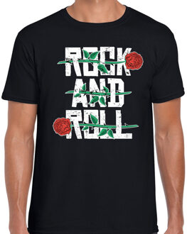 Bellatio Decorations Rock and Roll t-shirt zwart voor heren 2XL