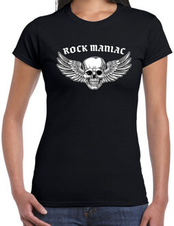 Bellatio Decorations Rock Maniac fashion t-shirt rock / punker zwart voor dames 2XL