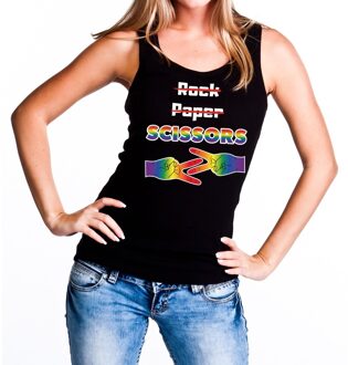 Bellatio Decorations Rock Paper Scissors gaypride tanktop/mouwloos shirt zwart dames M