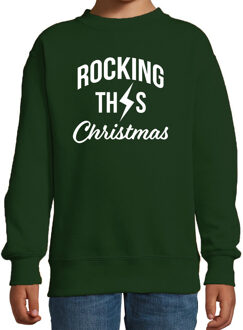 Bellatio Decorations Rocking this Christmas foute Kerstsweater / Kersttrui groen voor kinderen 12-13 jaar (152/164) - kerst truien kind