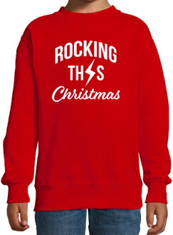 Bellatio Decorations Rocking this Christmas foute Kerstsweater / Kersttrui rood voor kinderen