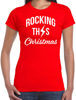 Bellatio Decorations Rocking this Christmas Kerst t-shirt rood voor dames 2XL