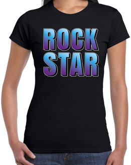 Bellatio Decorations Rockstar fun tekst t-shirt zwart dames 2XL