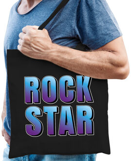 Bellatio Decorations Rockstar muziek tekst cadeau tas zwart heren