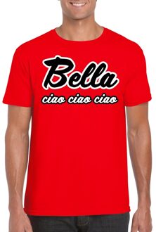 Bellatio Decorations Rode bankovervaller Bella Ciao t-shirt voor heren L - Feestshirts Rood