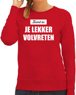 Bellatio Decorations Rode foute Kersttrui / Kerstkleding Kerst is: je lekker volvreten voor dames 2XL - kerst truien Rood