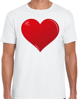 Bellatio Decorations Rode Hartjes cadeau t-shirt - wit - voor heren - katoen