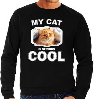 Bellatio Decorations Rode kat katten trui / sweater my cat is serious cool zwart - heren - katten / poezen liefhebber cadeau sweaters 2XL