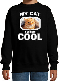 Bellatio Decorations Rode kat katten trui / sweater my cat is serious cool zwart voor kinderen 12-13 jaar (152/164)