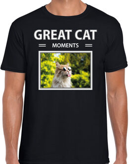 Bellatio Decorations Rode katten t-shirt met dieren foto great cat moments zwart voor heren