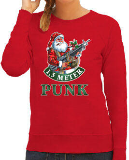 Bellatio Decorations Rode Kerstsweater / Kerstkleding 1,5 meter punk voor dames XS - kerst truien Rood