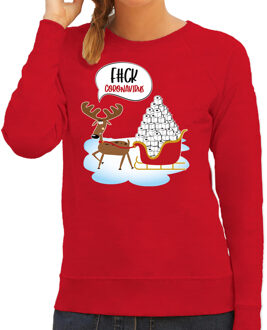 Bellatio Decorations Rode Kerstsweater / Kerstkleding F#ck coronavirus voor dames XS