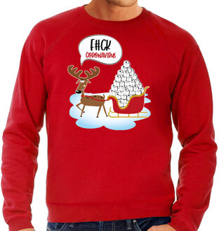 Bellatio Decorations Rode Kerstsweater / Kerstkleding F#ck coronavirus voor heren 2XL