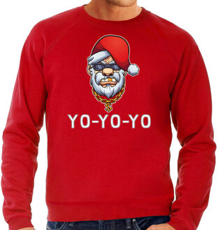 Bellatio Decorations Rode Kerstsweater / Kerstkleding Gangster / rapper Santa voor heren 2XL - kerst truien Rood