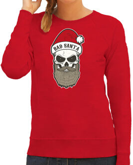 Bellatio Decorations Rode Kersttrui / Kerstkleding Bad Santa voor dames 2XL - kerst truien Rood