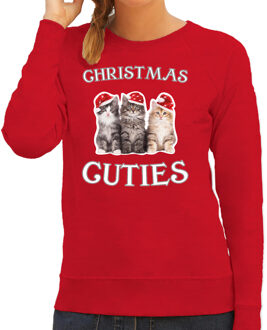 Bellatio Decorations Rode Kersttrui / Kerstkleding Christmas cuties voor dames 2XL - kerst truien Rood