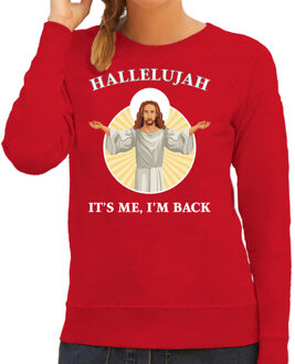 Bellatio Decorations Rode Kersttrui / Kerstkleding Hallelujah its me im back voor dames XS - kerst truien Rood