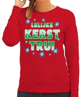 Bellatio Decorations Rode kersttrui / kerstkleding Lelijke kerst trui voor dames XS (34) - kerst truien Rood