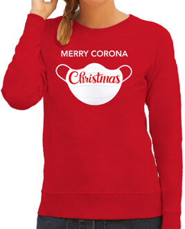 Bellatio Decorations Rode Kersttrui / Kerstkleding Merry corona Christmas voor dames 2XL