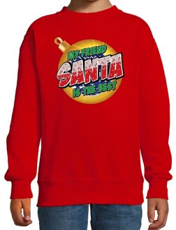 Bellatio Decorations Rode kersttrui / kerstkleding My friend Santa is the best voor kinderen 12-13 jaar (152/164) - kerst truien kind Rood