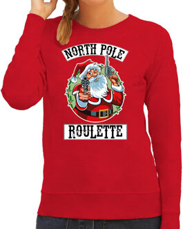 Bellatio Decorations Rode Kersttrui / Kerstkleding Northpole roulette voor dames 2XL - kerst truien Rood