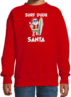 Bellatio Decorations Rode Kersttrui / Kerstkleding surf dude Santa voor kinderen 12-13 jaar (152/164) - kerst truien kind Rood