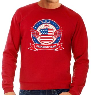 Bellatio Decorations Rode USA drinking team sweater heren Rood