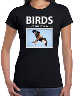 Bellatio Decorations Rode wouw vogels t-shirt met dieren foto birds of the world zwart voor dames