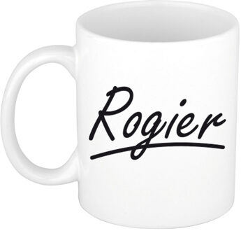 Bellatio Decorations Rogier Naam koffiemok - beker - met sierlijke letters - wit - 300 ml - Cadeau - Heren