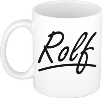 Bellatio Decorations Rolf Naam koffiemok - beker - met sierlijke letters - wit - 300 ml - Cadeau - Heren