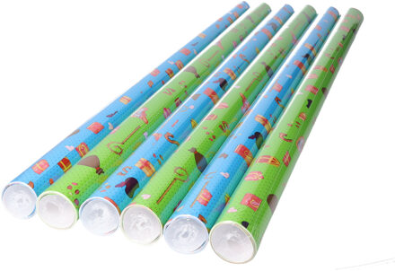 Bellatio Decorations Rollen inpakpapier/cadeaupapier - 12x stuks - Sinterklaas - 250 x 70 cm - papier