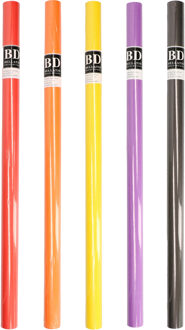 Bellatio Decorations Rollen inpakpapier/cadeaupapier - 5x stuks - feest/verjaardag - 200 x 70 cm - papier - uni kleuren