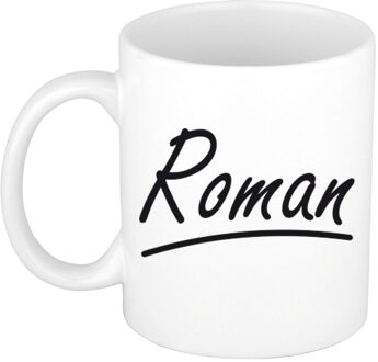 Bellatio Decorations Roman voornaam kado beker / mok sierlijke letters - gepersonaliseerde mok met naam - Naam mokken Multikleur