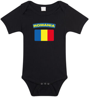 Bellatio Decorations Romania / Roemenie landen rompertje met vlag zwart voor babys 56 (1-2 maanden)