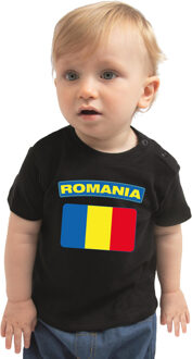 Bellatio Decorations Romania / Roemenie landen shirtje met vlag zwart voor babys 62 (1-3 maanden)