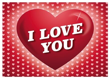 Bellatio Decorations Romantische Valentijnskaart I Love You ansichtkaart met hartjes