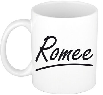 Bellatio Decorations Romee Naam koffiemok - beker - met sierlijke letters - wit - 300 ml - Cadeau - Dames