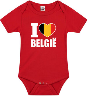 Bellatio Decorations Rompertje - I love Belgie - rood - Belgische vlag baby romper - babykleding 92 (18-24 maanden)