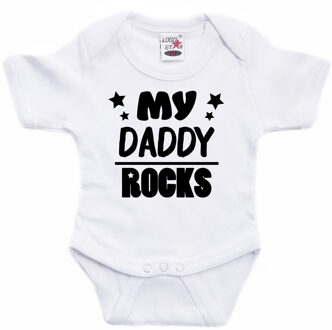 Bellatio Decorations Rompertje - my daddy rocks - wit - kraam/vaderdag cadeau 92 (18-24 maanden)
