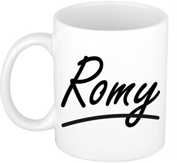 Bellatio Decorations Romy voornaam kado beker / mok sierlijke letters - gepersonaliseerde mok met naam - Naam mokken Multikleur