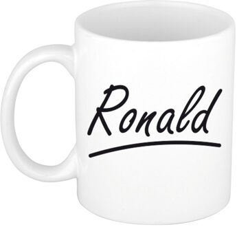 Bellatio Decorations Ronald voornaam kado beker / mok sierlijke letters - gepersonaliseerde mok met naam - Naam mokken Multikleur