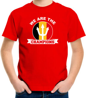 Bellatio Decorations Rood Belgie fan t-shirt voor kinderen - we are the champions - Belgische supporter / EK/ WK shirt / outfit L (146-152)