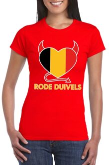 Bellatio Decorations Rood Belgie rode duivels hart supporter shirt dames XS