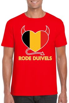 Bellatio Decorations Rood Belgie rode duivels hart supporter shirt heren 2XL