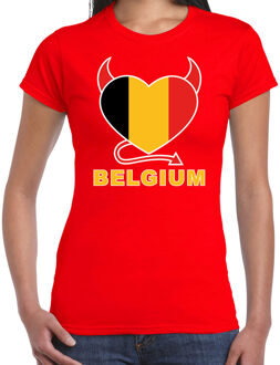 Bellatio Decorations Rood fan shirt / kleding Belgium hart EK/ WK voor dames 2XL - Feestshirts