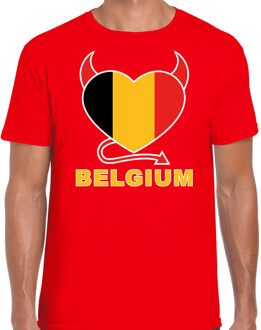 Bellatio Decorations Rood fan shirt / kleding Belgium hart EK/ WK voor heren 2XL - Feestshirts