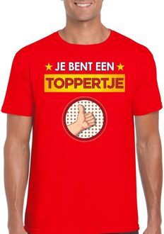 Bellatio Decorations Rood feest shirt - Je bent een toppertje met duim omhoog voor heren S